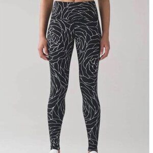Lululemon Wunder Under Hi-Rise Rose Alpine Black White Leggings Women's 8